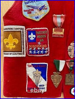 VTG 60s Boy Scout Vest Many Patches Stars Ribbon Pins Medals BSA Illinois NICE