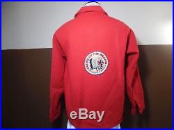 VTG BSA Boy Scouts of America Red Wool Jacket Order of the Arrow LG Patch Sz 48