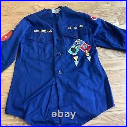 VTG Boy Scout Cub Shirt Patches Pants &Belt BSA Uniform Brooklyn NY 1970s Small