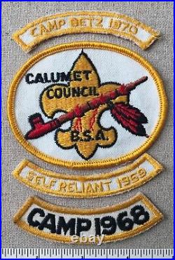 VTG CALUMET COUNCIL Boy Scout PATCH & CAMP BETZ SEGMENTS PP CP Peace Pipe 1960s