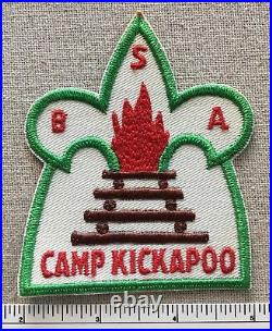 VTG CAMP KICKAPOO Boy Scout PATCH Cut Edge Twill Mississippi Scouts OK BSA 1950s