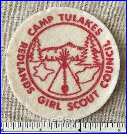 VTG CAMP TULAKES Girl Scout Felt Badge PATCH Redlands Council California 50s CA