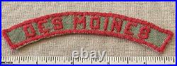 VTG DES MOINES Boy Scout Khaki & Red Community Town Strip PATCH RWS KRS Badge