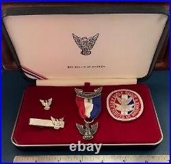 VTG Early 1970s EAGLE RANK Boy Scout Award MEDAL SET & BOX BSA Badge Patch Pin+