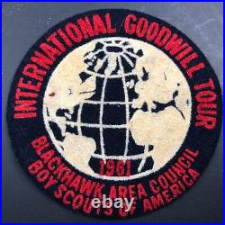VTG Felt BOY SCOUTS Patch Blackhawk Area Council International Goodwill Tour 60s