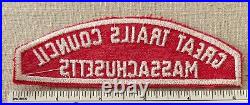VTG GREAT TRAILS COUNCIL MASSACHUSETTS Boy Scout Red & White Strip PATCH RWS MA