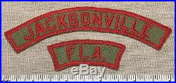 VTG JACKSONVILLE FLORIDA Boy Scout Khaki & Red Community State Strip PATCHES KRS