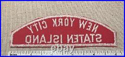 VTG NEW YORK CITY STATEN ISLAND Boy Scout Red & White Uniform Strip PATCH RWS NY