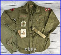 Vintage 1930/40s Boy Scouts Twill Uniform with Belt Pants Pins Member ID Patches