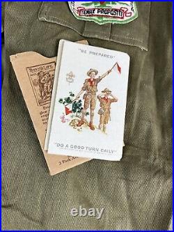 Vintage 1930/40s Boy Scouts Twill Uniform with Belt Pants Pins Member ID Patches