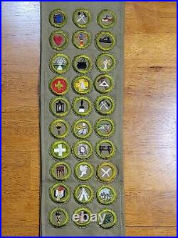 Vintage 1930's Boy Scouts Sash with 30 Patches Merit Badges RARE