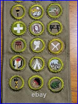 Vintage 1930's Boy Scouts Sash with 30 Patches Merit Badges RARE