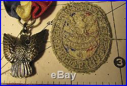Vintage 1930s BSA Award Boy Scout STERLING Robbins 3 Eagle Medal Case & Patch