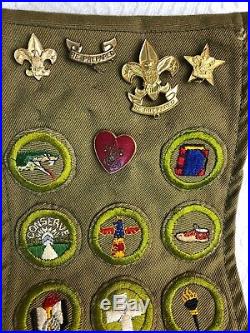 Vintage 1930s Boy Scout Sash with Eagle Scout Badge Patches Pins #H