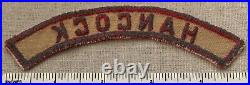 Vintage 1930s HANCOCK Boy Scout Khaki & Red Community Strip PATCH Tan BSA KRS