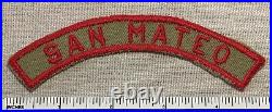 Vintage 1930s SAN MATEO Boy Scout Khaki & Red Council Half Strip PATCH KRS CA