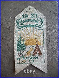 Vintage 1933 BSA Region 12 Western Camporal leather pocket tab patch