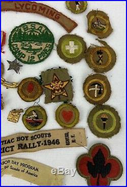 Vintage 1940's Boy Scouts Patches Badges Pins Lot 32 Sterling Pin Estate Find