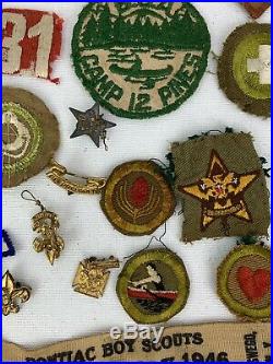 Vintage 1940's Boy Scouts Patches Badges Pins Lot 32 Sterling Pin Estate Find