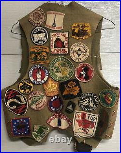 Vintage 1940s 1950s BSA Boy Scout Camp Badge Patch Vest Indianapolis Indiana