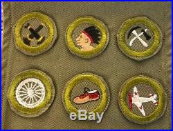 Vintage 1940s Boy Scouts Sash with12 Merit Badges-Aviation & Felt Camporee Patch