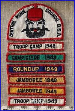 Vintage 1940s CENTRAL MINNESOTA COUNCIL Boy Scout PATCH & Troop Camp Segments MN