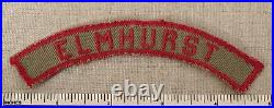 Vintage 1940s ELMHURST Khaki & Red Community Strip PATCH Illinois BSA KRS RWS