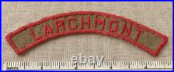 Vintage 1940s LARCHMONT Boy Scout Khaki & Red Community Strip PATCH BSA KRS RWS