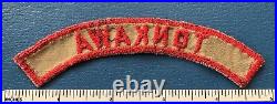 Vintage 1940s TONKAWA Boy Scout Khaki & Red Town Strip PATCH KRS RWS Tan BSA OK