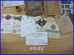 Vintage 1943-1952 Boy Scout One Person Named Group Cards Medal Photographs Etc