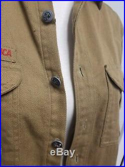 Vintage 1945 Boy Scout Shirt Metal Scout buttons BSA Patches Camper troop 37