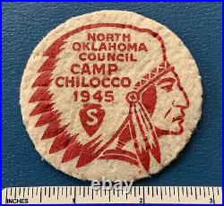 Vintage 1945 CAMP CHILOCCO Boy Scout Felt PATCH S BSA North Oklahoma Council OK
