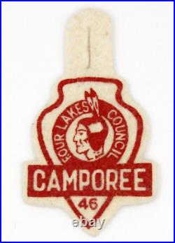 Vintage 1946 Camporee Felt Patch Four Lakes Council Wisconsin WI Boy Scouts BSA