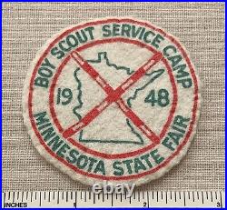 Vintage 1948 BOY SCOUT SERVICE CAMP Minnesota State Fair Felt PATCH BSA Badge MN