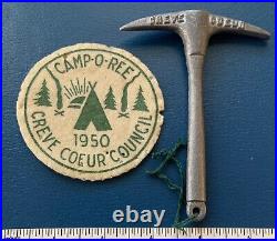 Vintage 1949-50 CREVE COEUR COUNCIL Boy Scout Felt PATCH & PICK AXE Pow Wow Camp