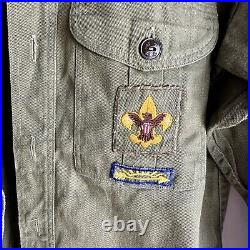 Vintage 1950s BSA Boy Scouts Patched Shirt Westchester Pepperdine California