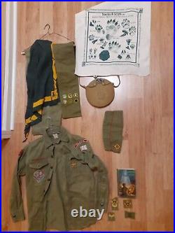 Vintage 1950s Boy Scout Lot Original Ulster Knife, Shirt, Pants, Patches
