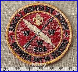 Vintage 1950s OA WHITE FEATHER LODGE 499 Order of the Arrow Round PATCH WWW BSA