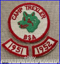 Vintage 1951 &'52 CAMP TREXLER Boy Scout Red & White PATCHES BSA Year Segments