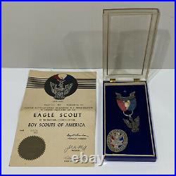 Vintage 1954 Boy Scout Eagle Scout Pin Patch Certificate