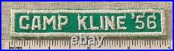 Vintage 1956 CAMP KLINE Boy Scout Green & White Segment Strip PATCH BSA Badge