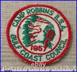 Vintage 1957 CAMP ROBBINS Boy Scout PATCH Gulf Coast Council Florida FL Yustaga