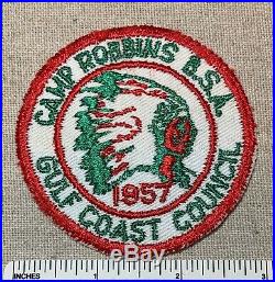 Vintage 1957 CAMP ROBBINS Boy Scout PATCH Gulf Coast Council Florida FL Yustaga