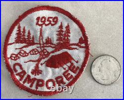 Vintage 1959 BSA Boy Scouts America Camporee Sew On Embroidered Red White Patch