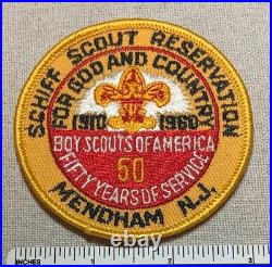 Vintage 1960 SCHIFF RESERVATION Boy Scout 50th Anniversary PATCH Mendham NJ Camp