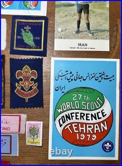 Vintage 1960s-70s Boy Scouts BSA Iranian Patches Postcards Stickers Pins Lot