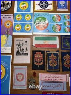 Vintage 1960s-70s Boy Scouts BSA Iranian Patches Postcards Stickers Pins Lot