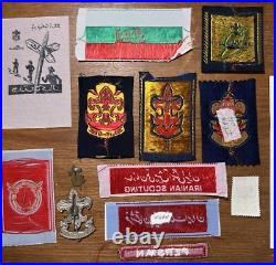 Vintage 1960s-70s Boy Scouts BSA Iranian Patches Postcards Stickers Pins Lot