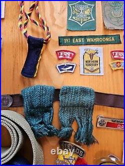 Vintage 1960s-70s Mixed Lot of 110 Boy Scout Patches Books Belts Pins Hat Slides