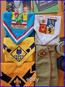Vintage 1960s-70s Mixed Lot of 110 Boy Scout Patches Books Belts Pins Hat Slides